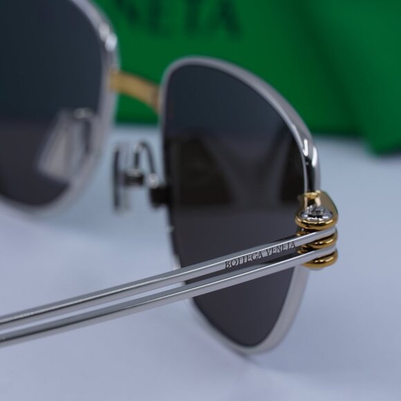 Bottega Veneta BV1380S 001 Square Sunglasses - Silver/Brown - Picture 6 of 11